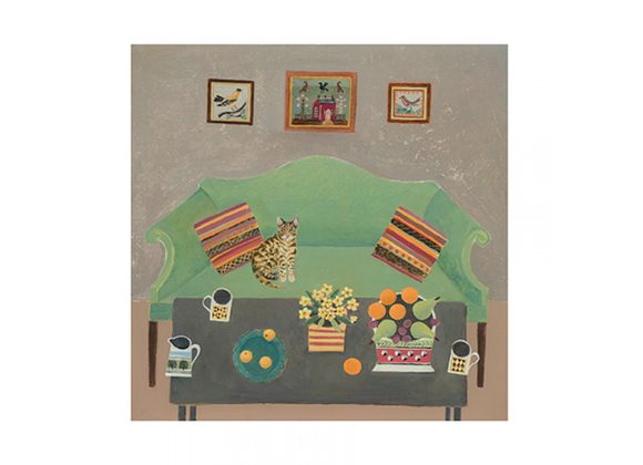 Tiger and the Green Sofa - Blank Greetings Card