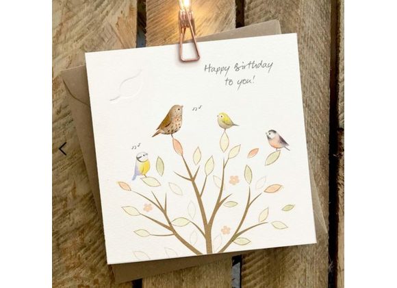 Happy Birthday to you (Birds on Tree) Card by Ginger Betty