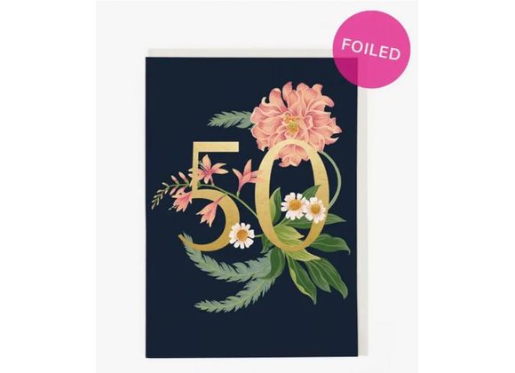 Floral 50 Age Card