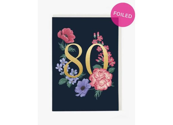 Floral 80 Age Card