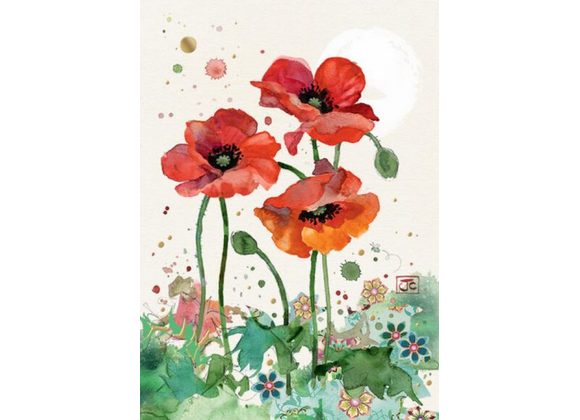 Three Red Poppies - Bug Art Card