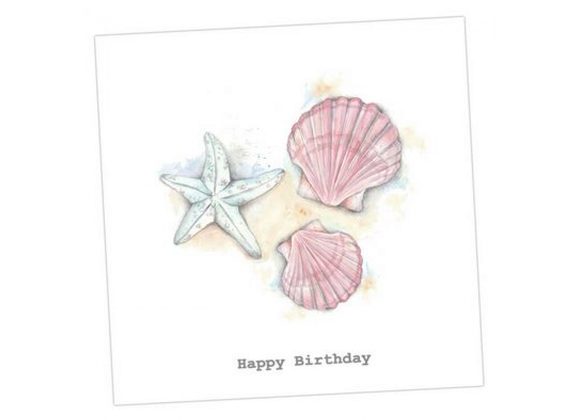 Happy Birthday card by Crumble & Core - Shells and Starfish