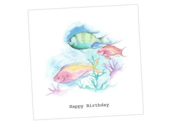 Colourful Fish - Happy Birthday card by Crumble & Core