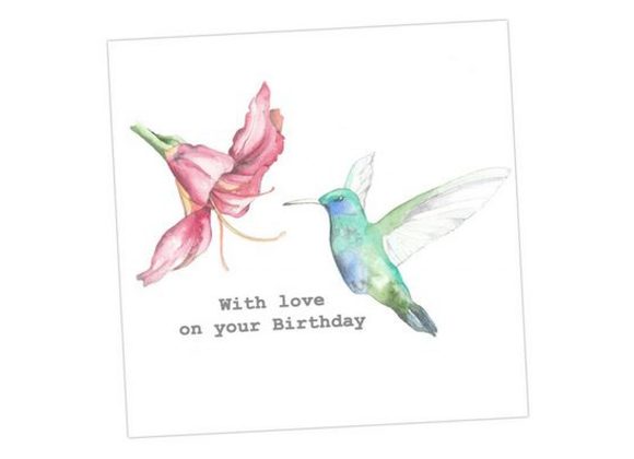 With Love on your Birthday Card by Crumble & Core - Hummingbird