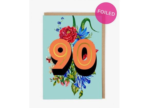 Pretty Floral 90th Card