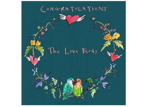 Congratulations, The Love Birds - Greetings Card by Poet and Painter.