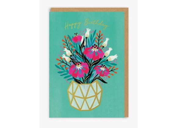 Flower Vase Happy Birthday Greeting Card