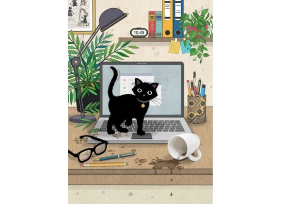 Laptop Kitty - Bug Art Card