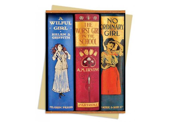 Book Spines Great Girls Greetings Card by Flame Tree