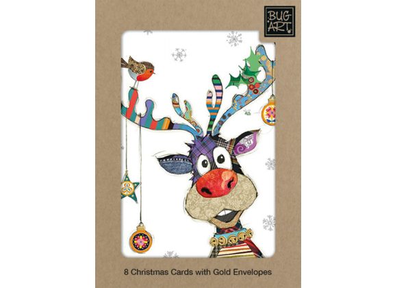 Pack of 8 Rudolph Baubles by Bug Art