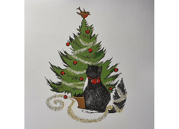 Cat and Christmas Tree by English Graphics