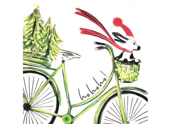 Dog on bike, ho ho ho! by English Graphics