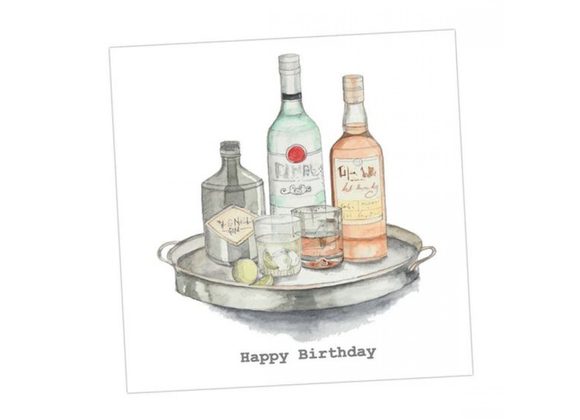 Drinks Tray Birthday Greeting Card by Crumble & Core