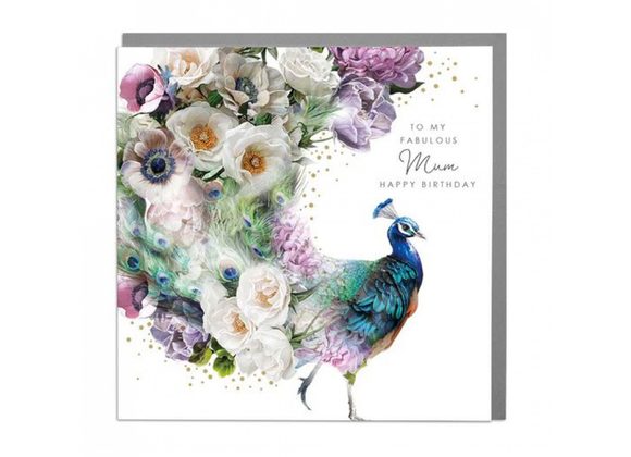 Peacock Mum's Birthday Card by Lola Design