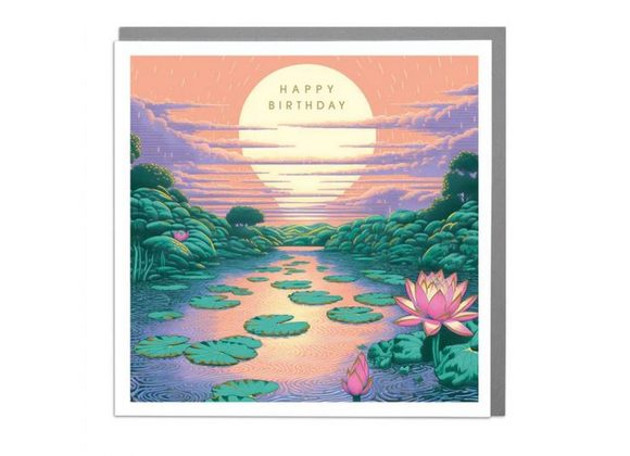 Lily Pond Happy Birthday Card by Lola Design