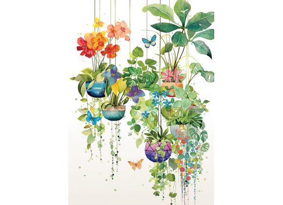 Hanging Plants - Bug Art Card
