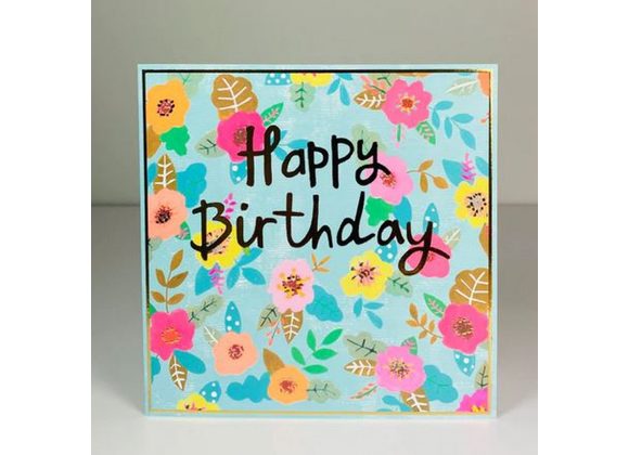 Floral Happy Birthday , Gold Dust range by Paper Salad