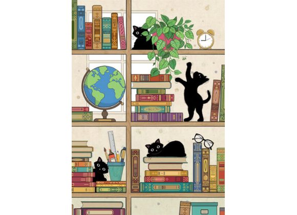 Bookcase Kitties - Bug Art card 