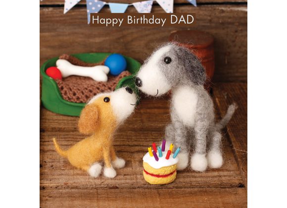 Happy Birthday DAD - Dogs with Cake and Candles