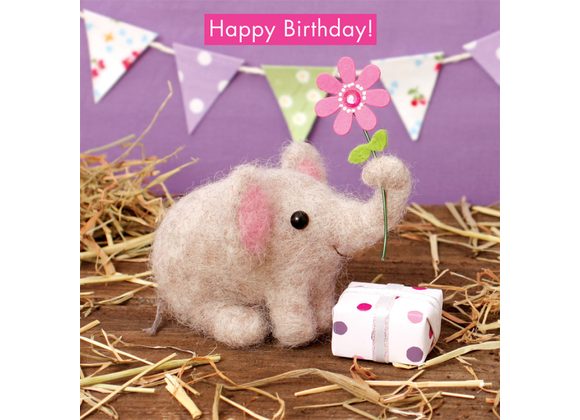 Happy Birthday - Elephant with Present