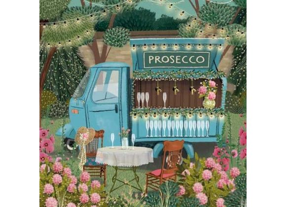 Prosecco Van - Blank Greeting Card