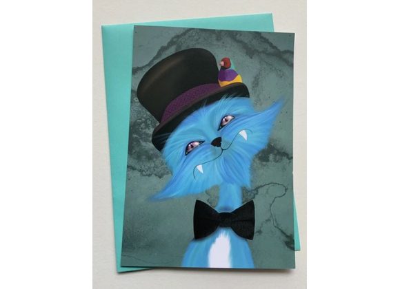 Jinx - Cat with Top Hat Greetings Card by Crimson Finch