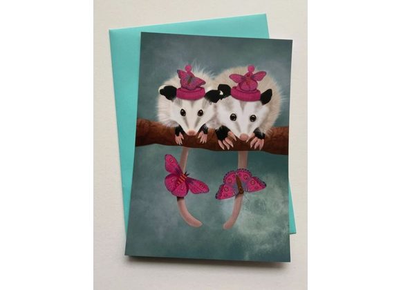 24 Hour Party Possums - Greetings Card by Crimson Finch