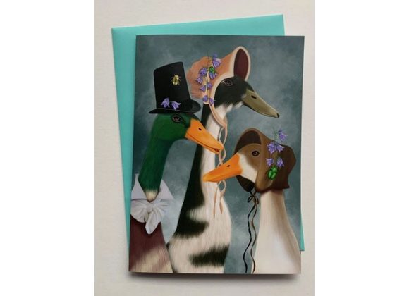 Waddling Heights - Woodland Jane Austen Ducks Greetings Card by Crimson Finch