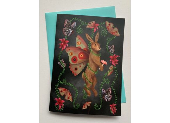 One Summer Afternoon - Woodland Hare Butterfly Greetings Card by Crimson Finch