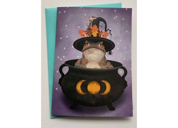 Toil & Trouble - Magical Witch Toad Greetings Card by Crimson Finch