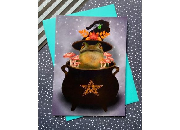 Hubble Bubble - Witches Toad Greetings Card by Crimson Finch