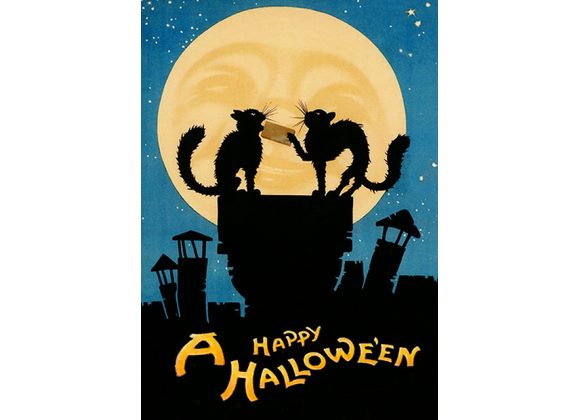 Two Black Cats- Halloween Card