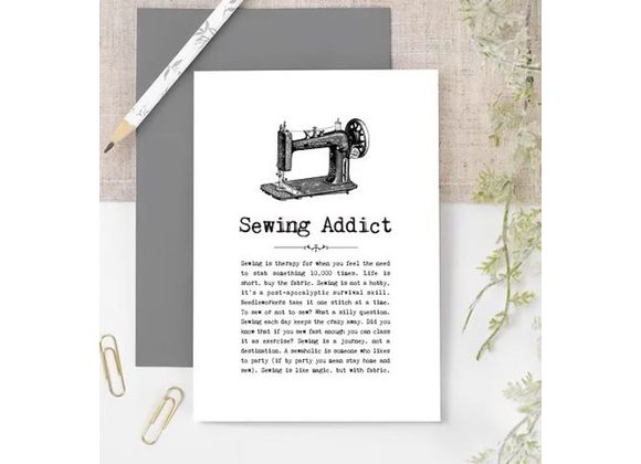 Sewing Addict Card With Quotes 