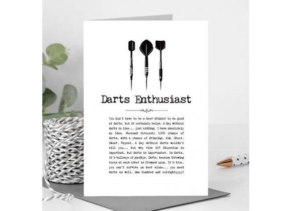 Darts Enthusiast Card With Quotes 