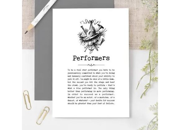 Performers Card With Quotes 