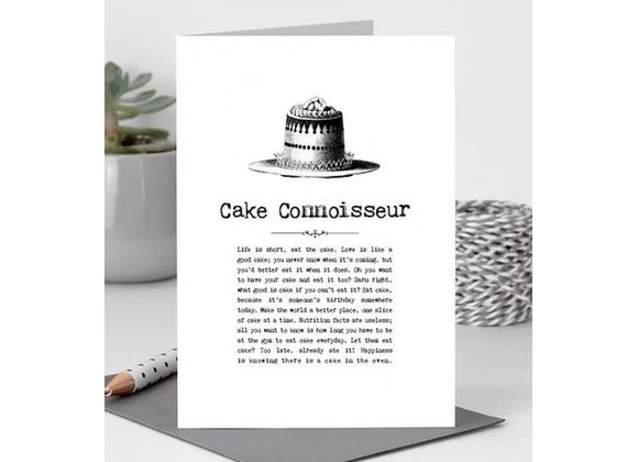 Cake Connoisseur Card With Quotes 