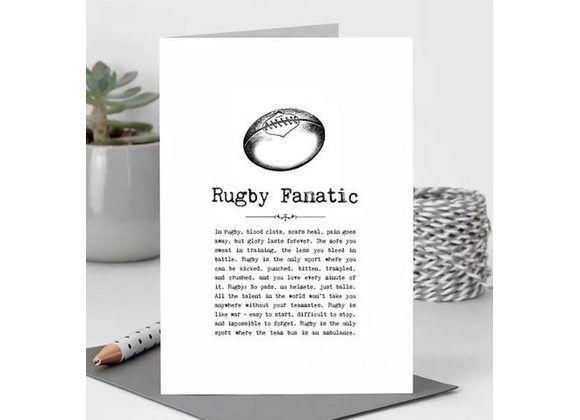 Rugby Fanatic Card With Quotes 