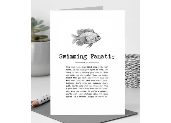 Swimming Fanatic Card With Quotes 