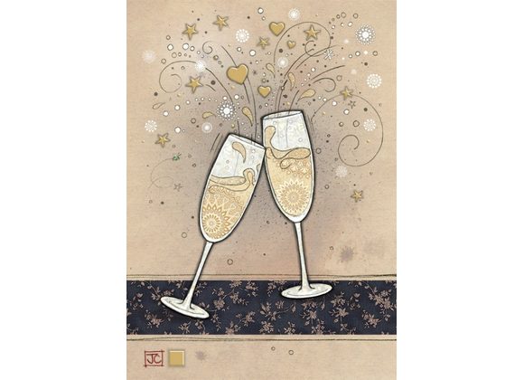 Champagne Glasses - Bug Art card 