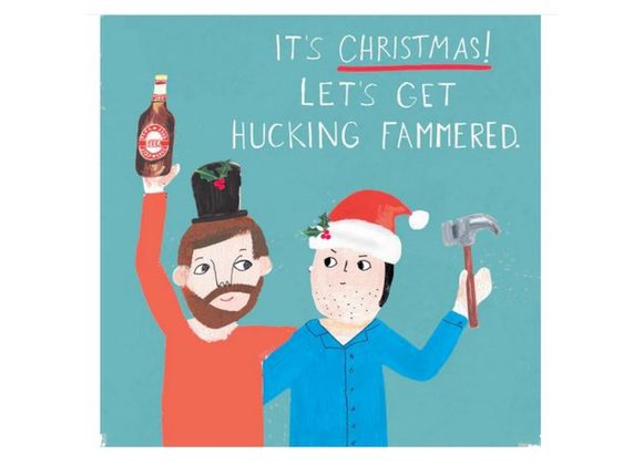 Hucking Fammered - rude Christmas Card