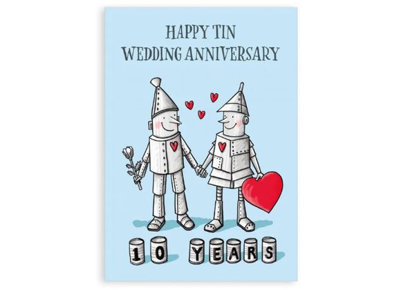 Tin Wedding Anniversary Greetings card - Nice Things By Helena