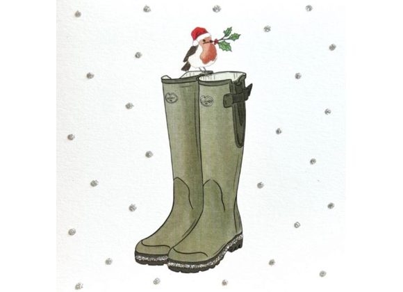 Robin with Holly on Wellies by English Graphics