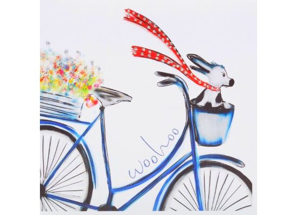 Dog on a bike by English Graphics silver glitter dots