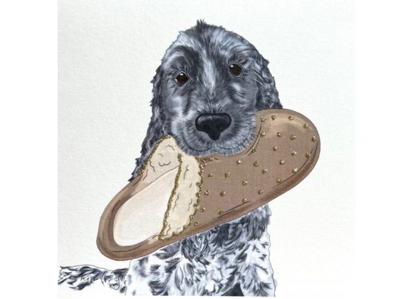 Puppy Spaniel with Slipper by English Graphics