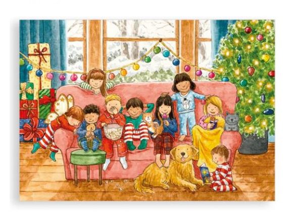 Watching a Christmas film - Nice Things By Helena Christmas Card