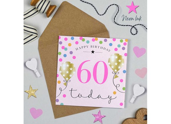 60th Balloons Pink Card by Michelle Fiedler