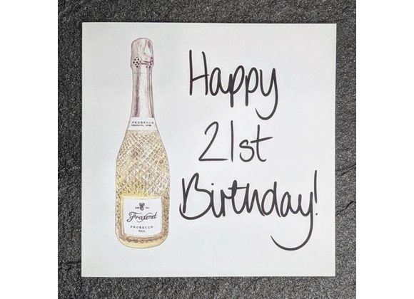 21st Birthday Card - Fizz Prosecco Celebration