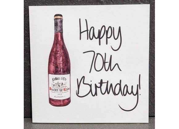 70th Birthday Card - Red Wine