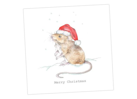 Mouse with Santa Hat - Christmas Card by Crumble & Core