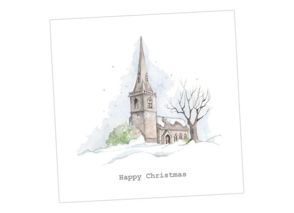 Snowy Church Scene - Christmas Card by Crumble & Core